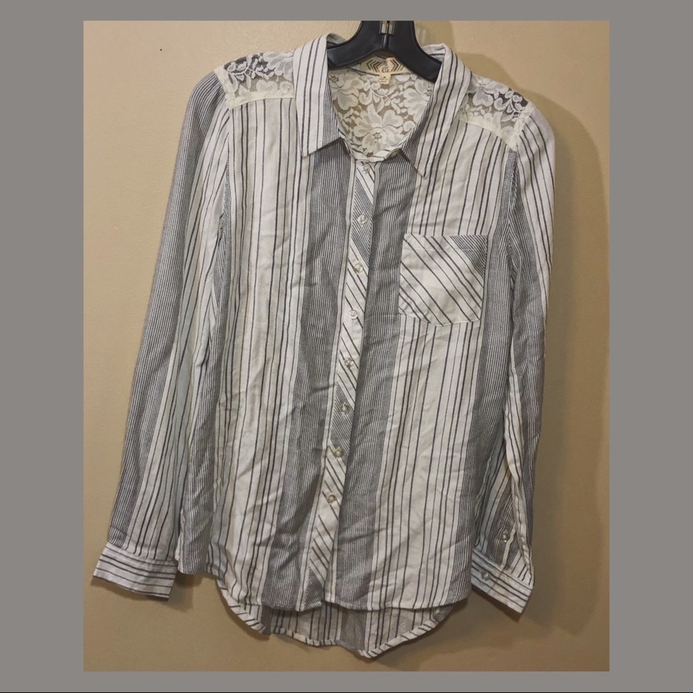 Pink Rose Striped Flannel